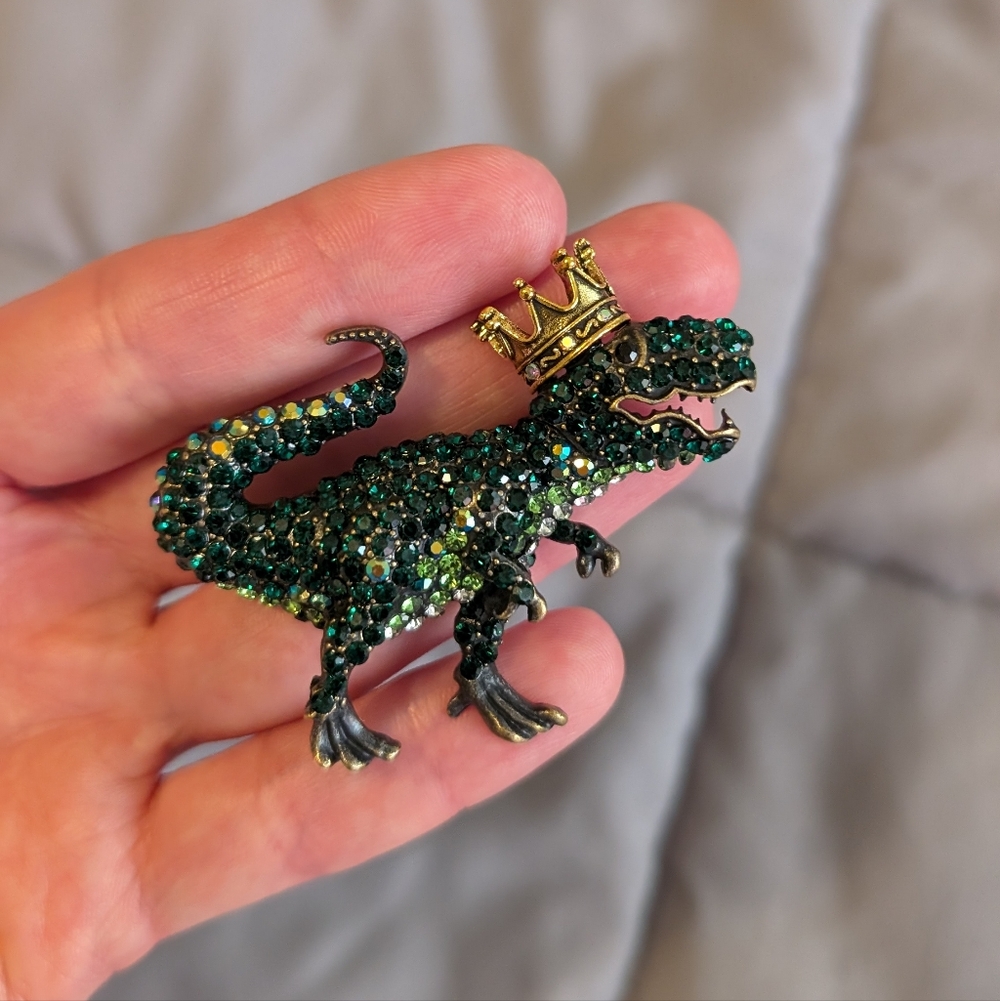 Dinosaur Rhinestone Brooch - Picture 5 of 5